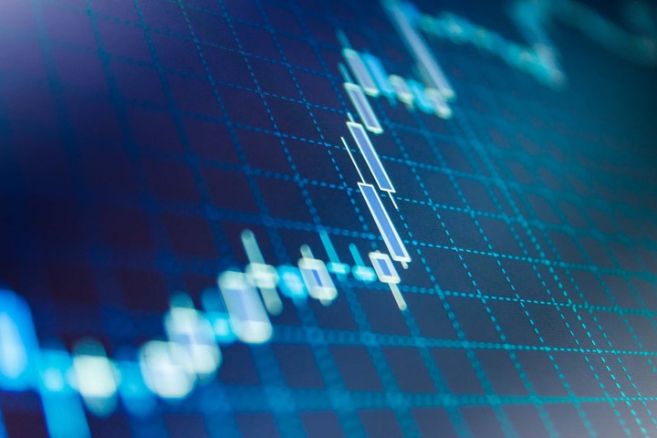 Close up of financial graph on screen